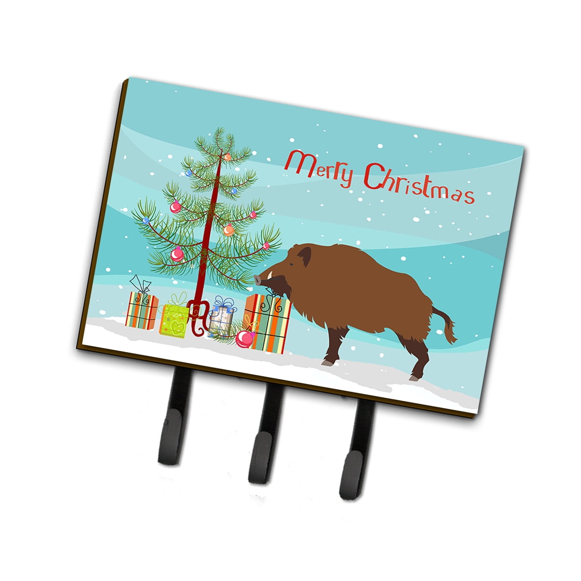 BB9303TH68 Wild Boar Pig Christmas Leash or Key Holder