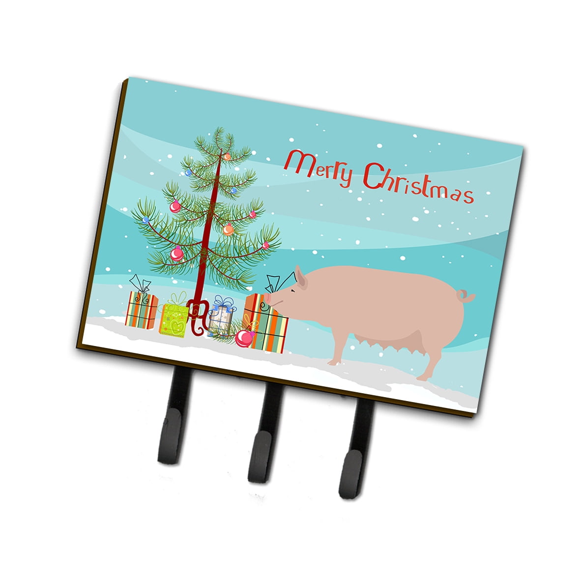 English Large White Pig Christmas Leash or Key Holder
