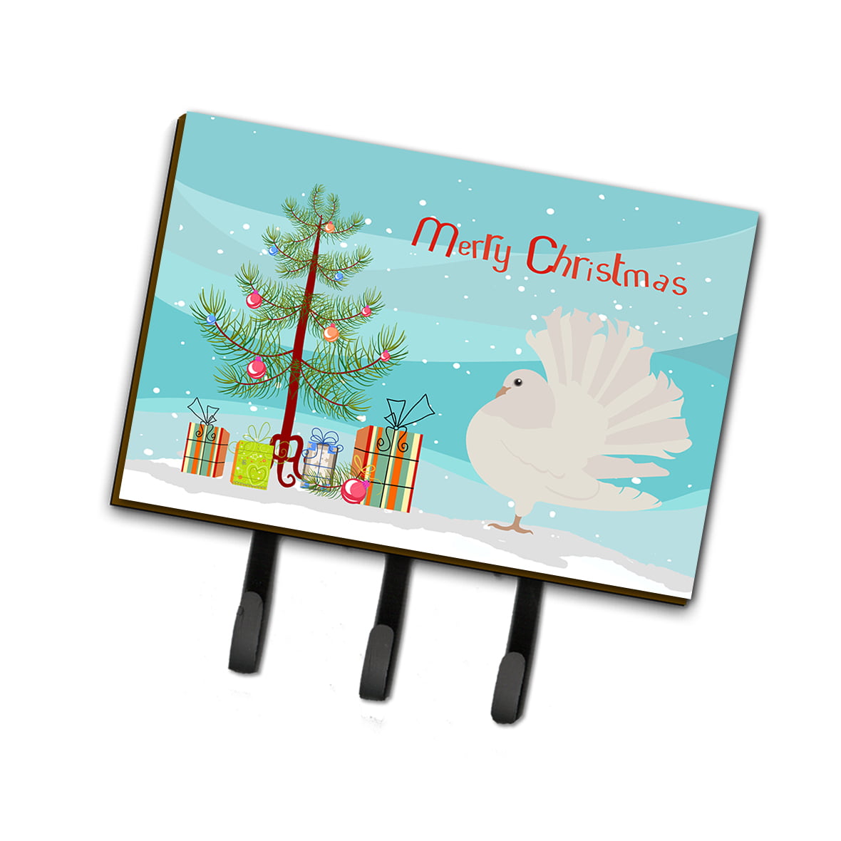Silver Fantail Pigeon Christmas Leash or Key Holder