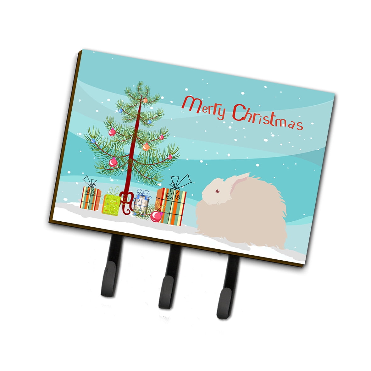 BB9326TH68 Fluffy Angora Rabbit Christmas Leash or Key Holder