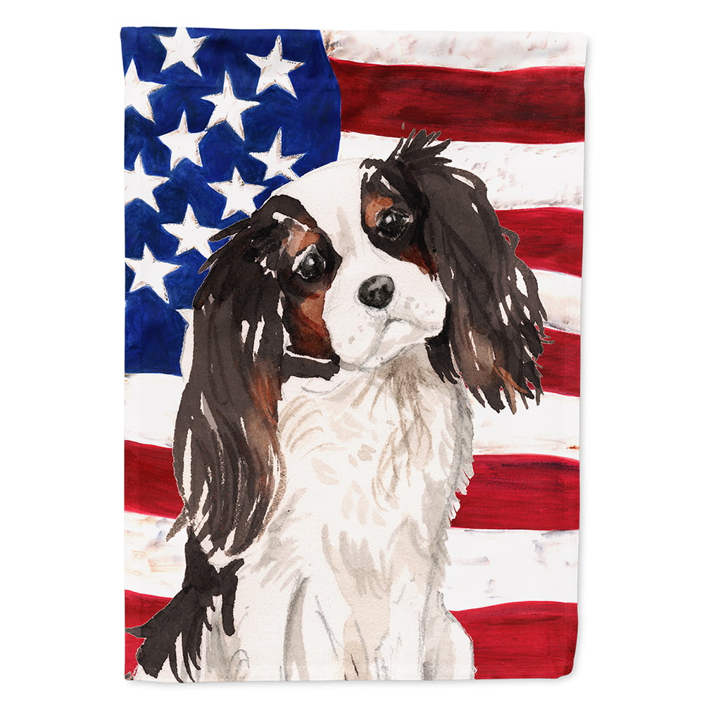 Tricolor Cavalier Spaniel Patriotic Flag Canvas House Size