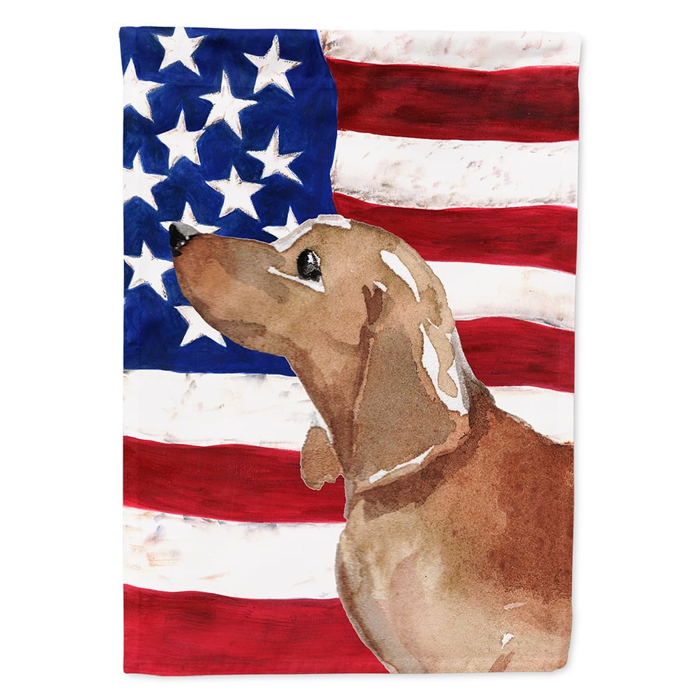 Red Tan Dachshund Patriotic Flag Canvas House Size