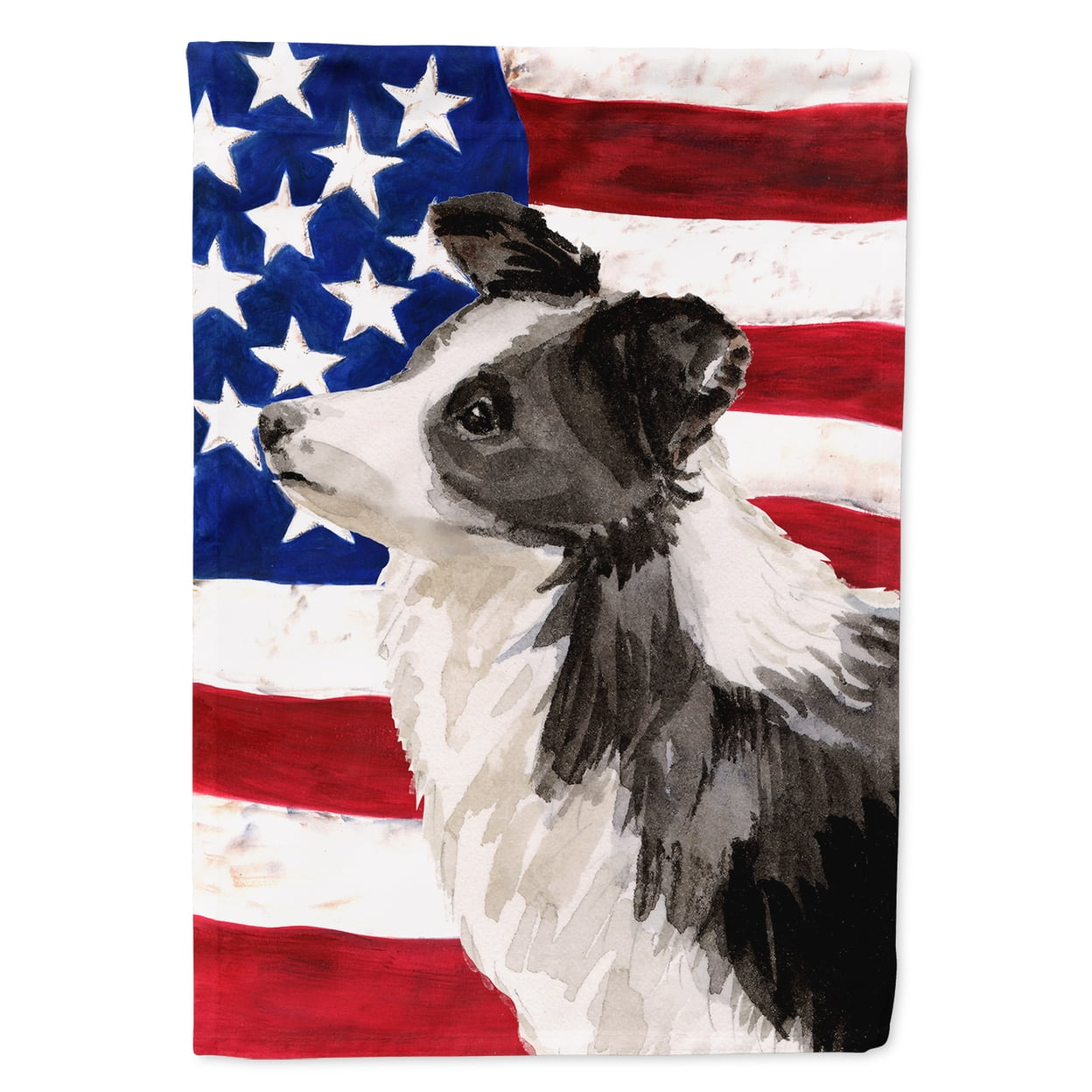 Border Collie Patriotic Flag Canvas House Size