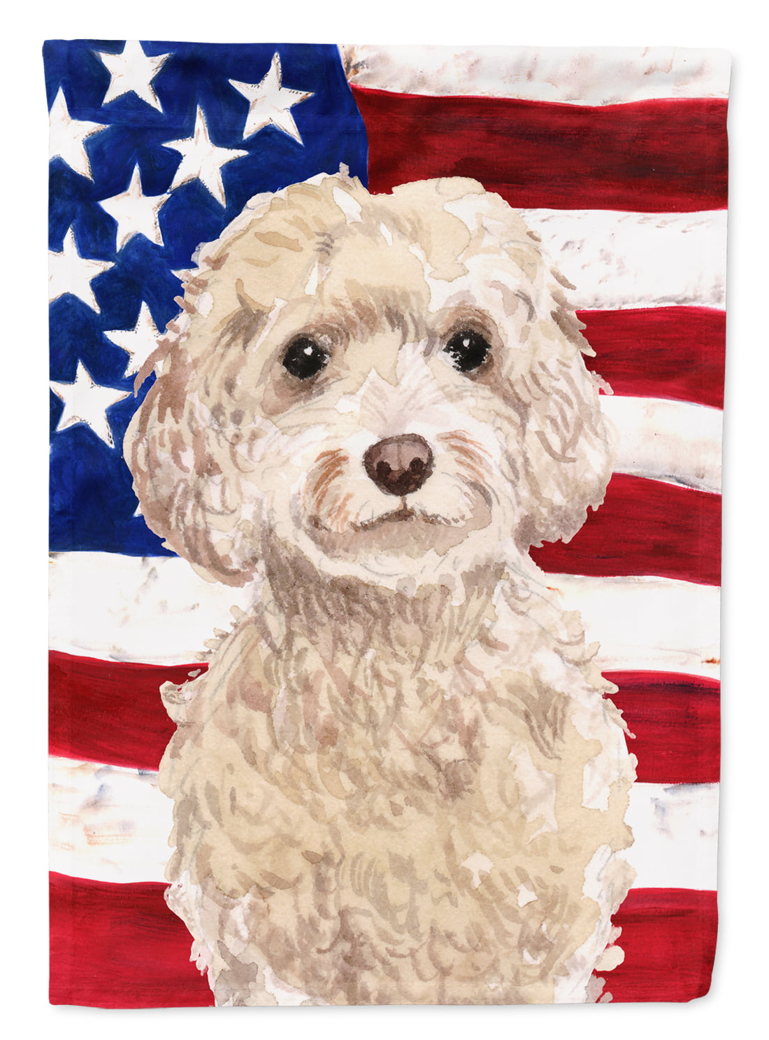 Champagne Cockapoo Patriotic Flag Canvas House Size