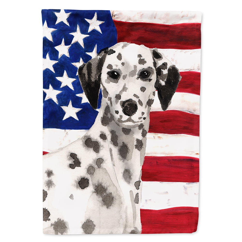BB9380CHF Dalmatian Patriotic Flag Canvas House Size