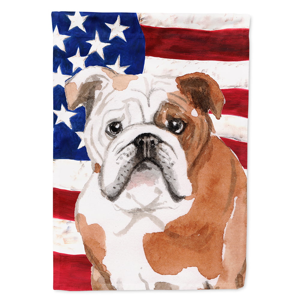 English Bulldog Patriotic Flag Canvas House Size