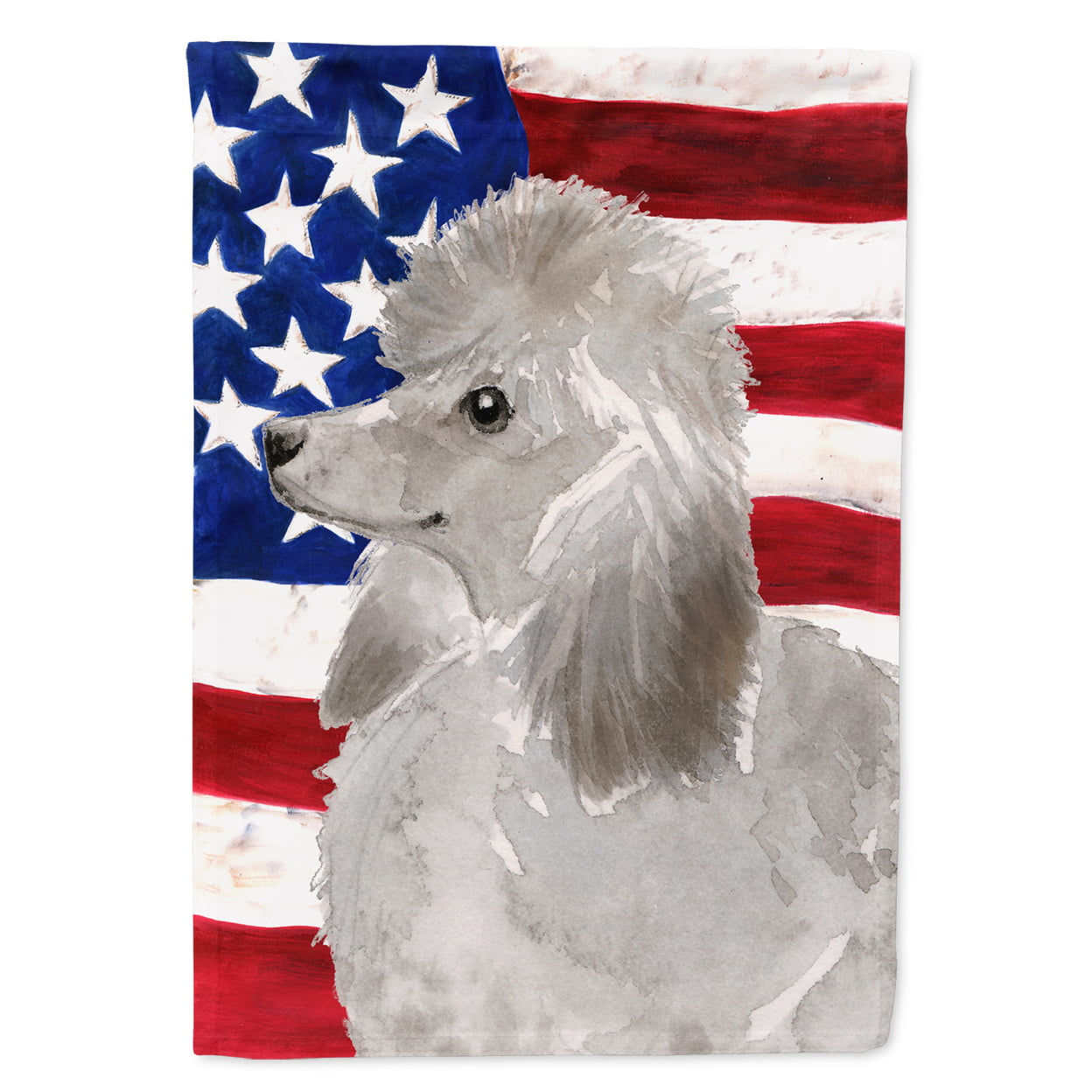 Grey Standard Poodle Patriotic Flag Canvas House Size