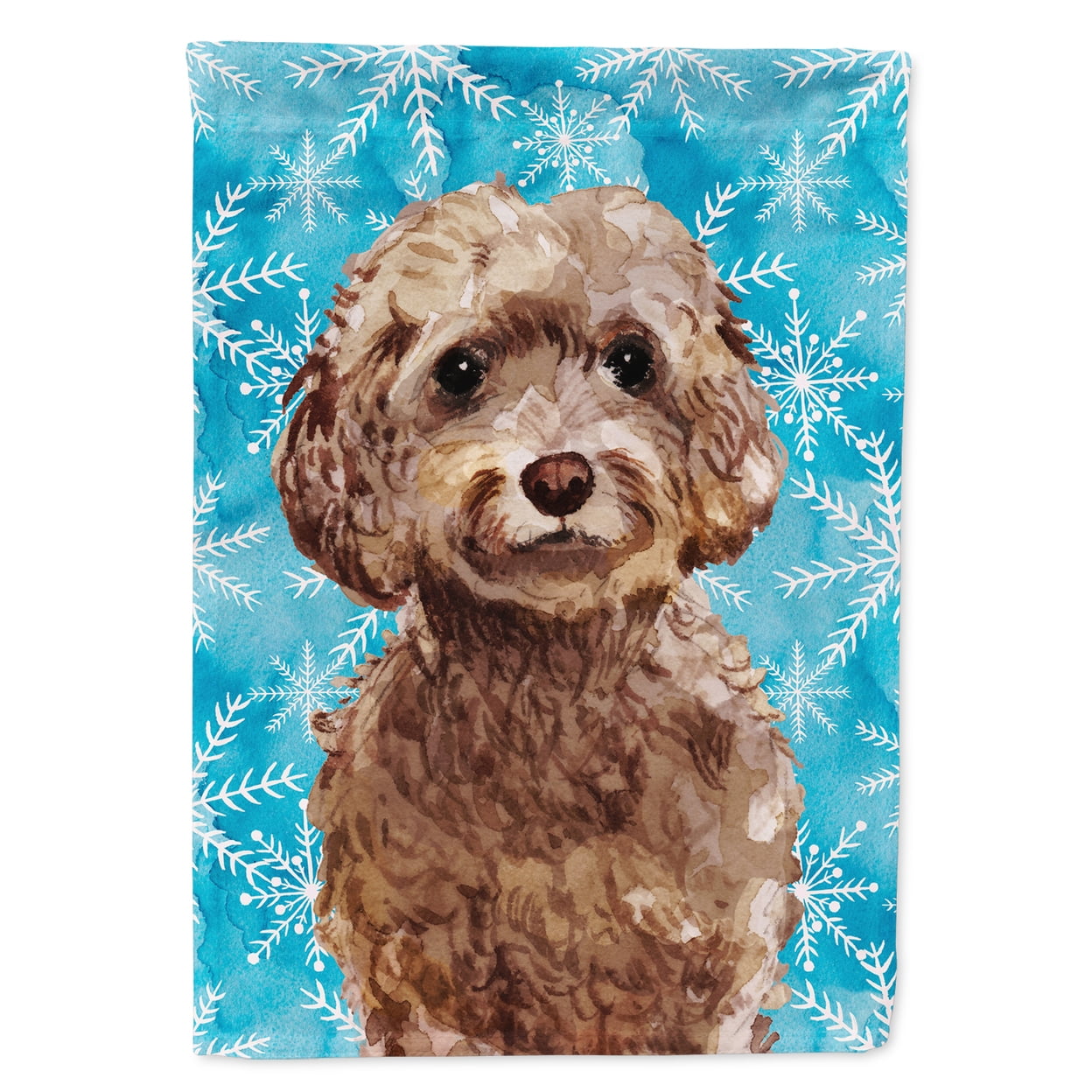 BB9444GF Brown Cockapoo Winter Flag Garden Size