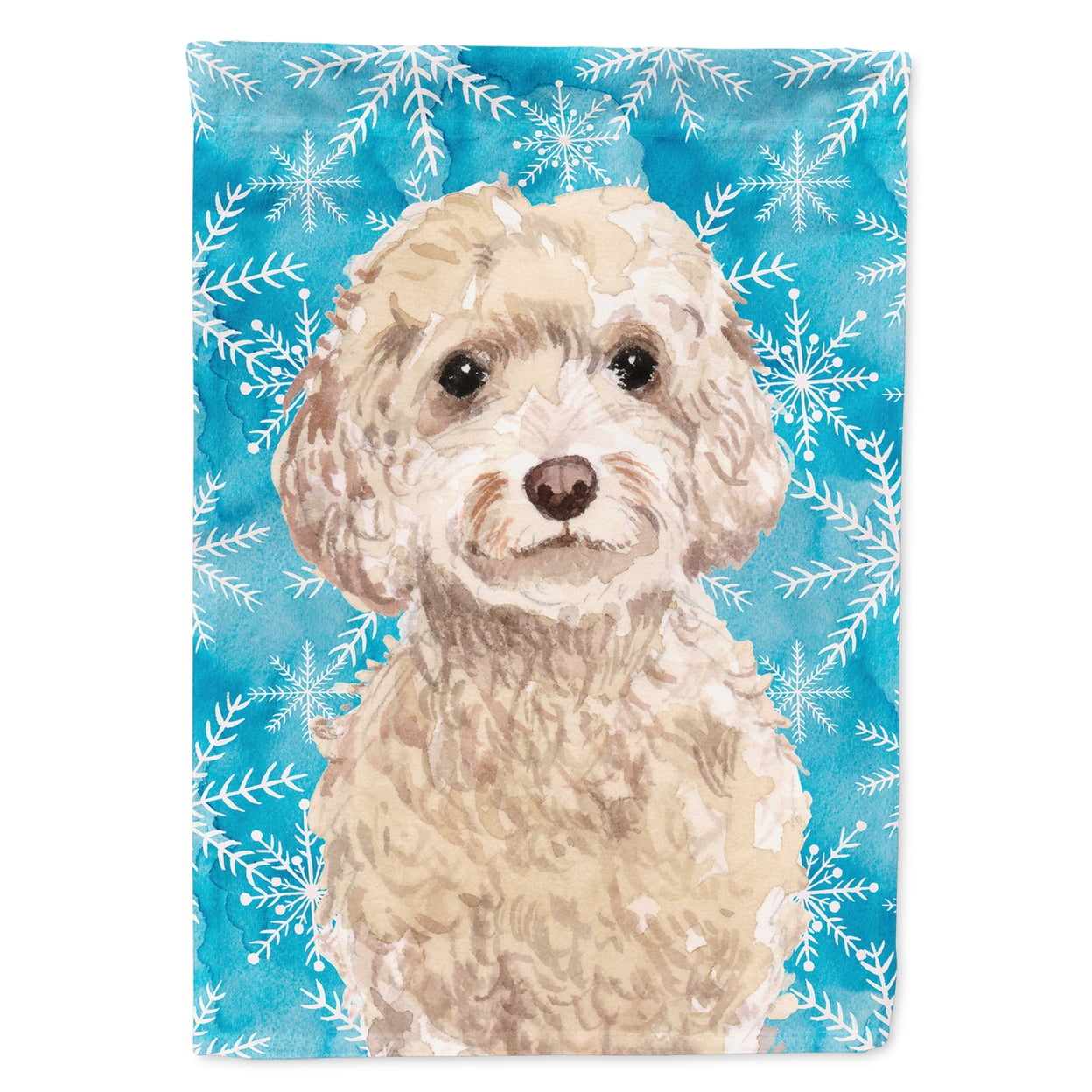 BB9445GF Champagne Cockapoo Winter Flag Garden Size
