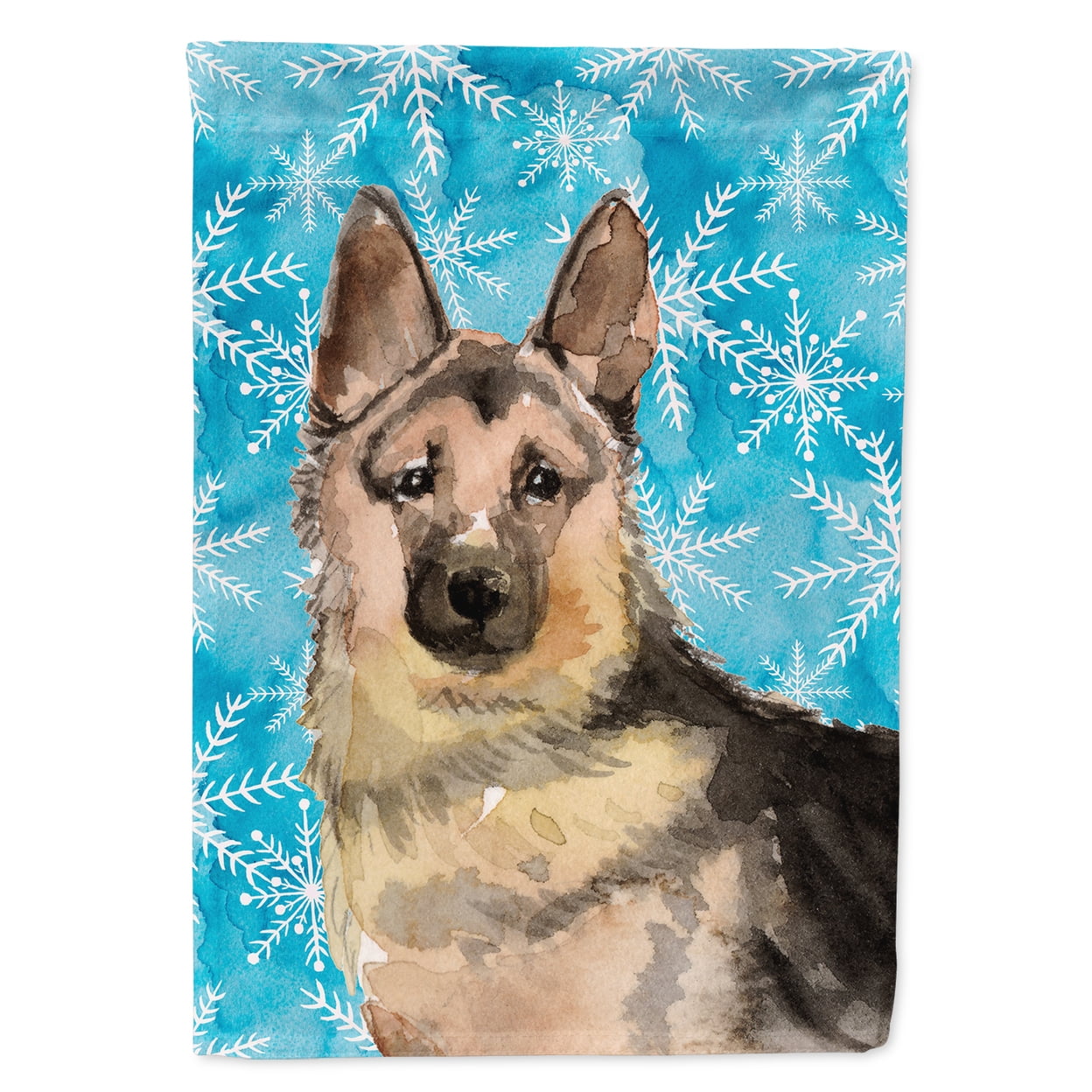 German Shepherd Winter Flag Garden Size