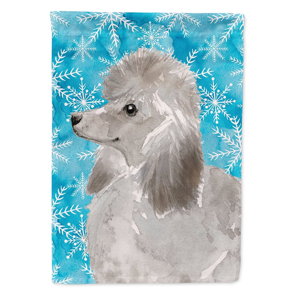 Grey Standard Poodle Winter Flag Garden Size