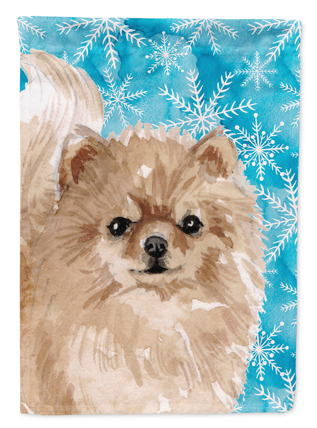 Pomeranian Winter Flag Garden Size