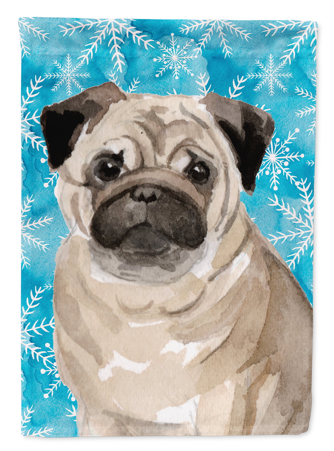 Fawn Pug Winter Flag Garden Size