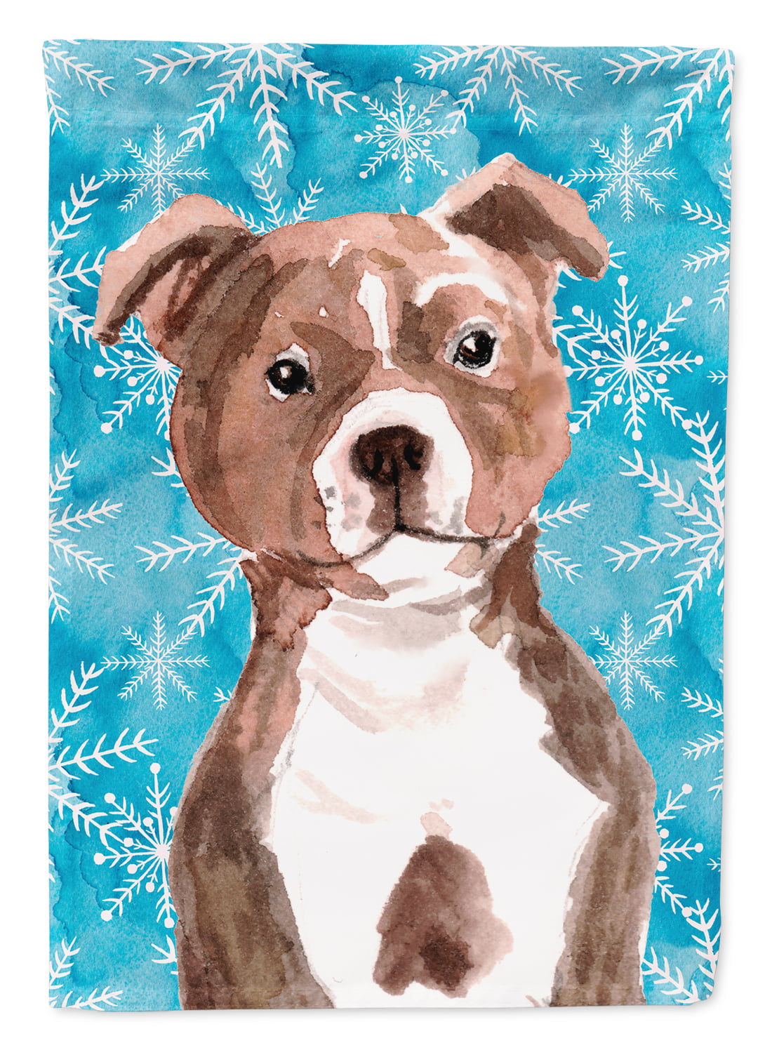 Red Staffie Bull Terrier Winter Flag Garden Size