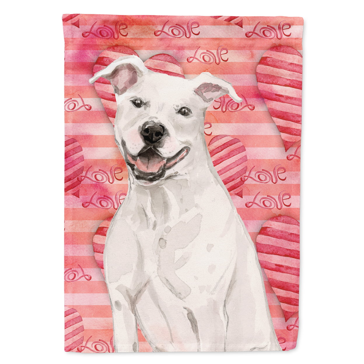 White Staffie Bull Terrier Love Flag Garden Size