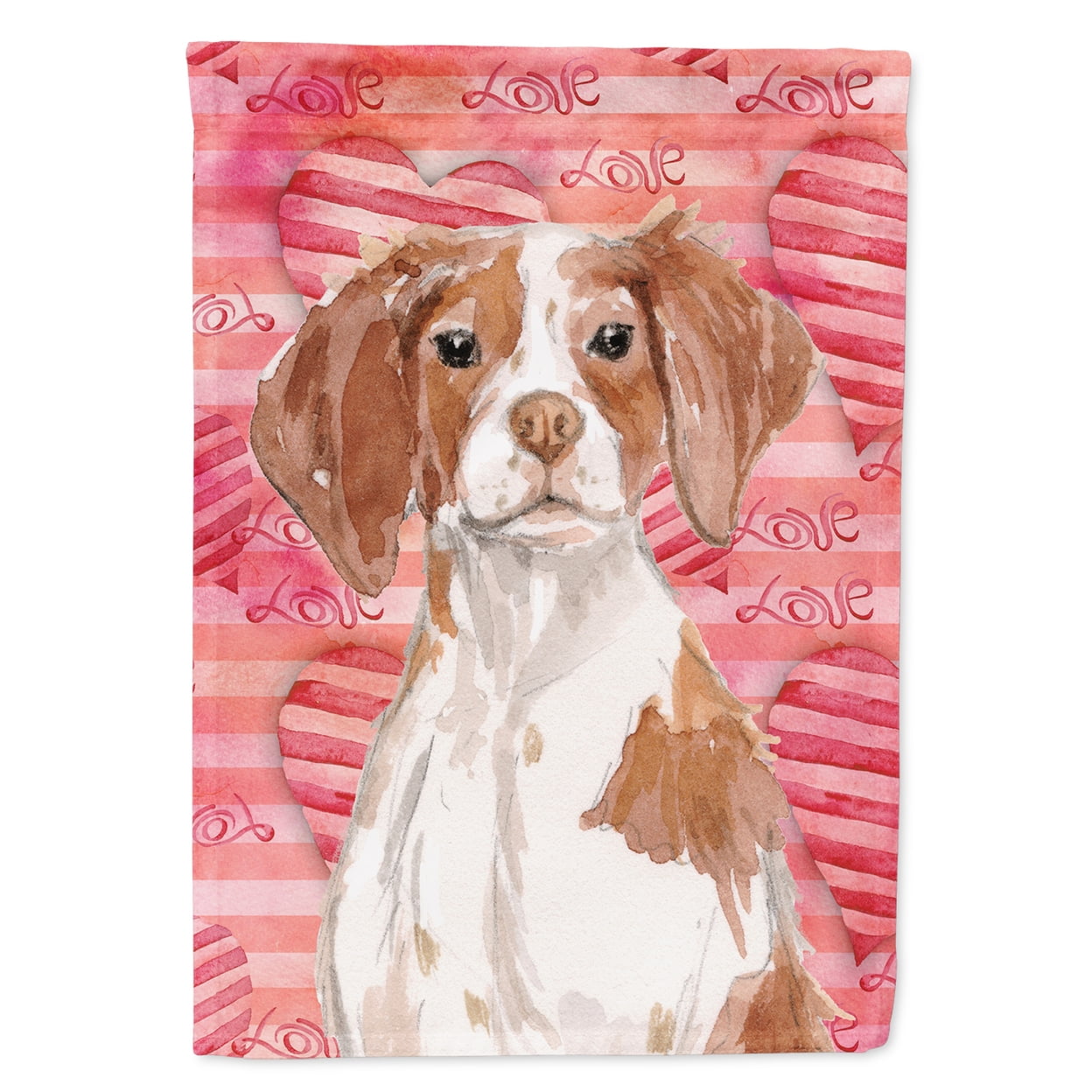 Brittany Spaniel Love Flag Garden Size
