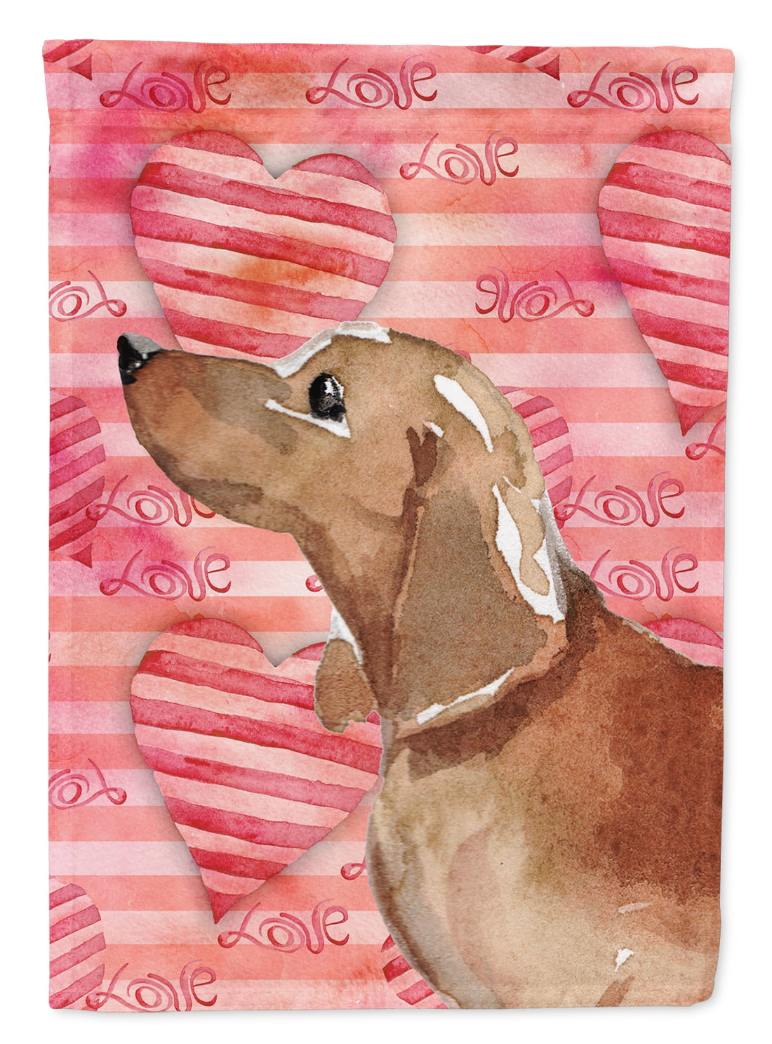 Red Tan Dachshund Love Flag Garden Size