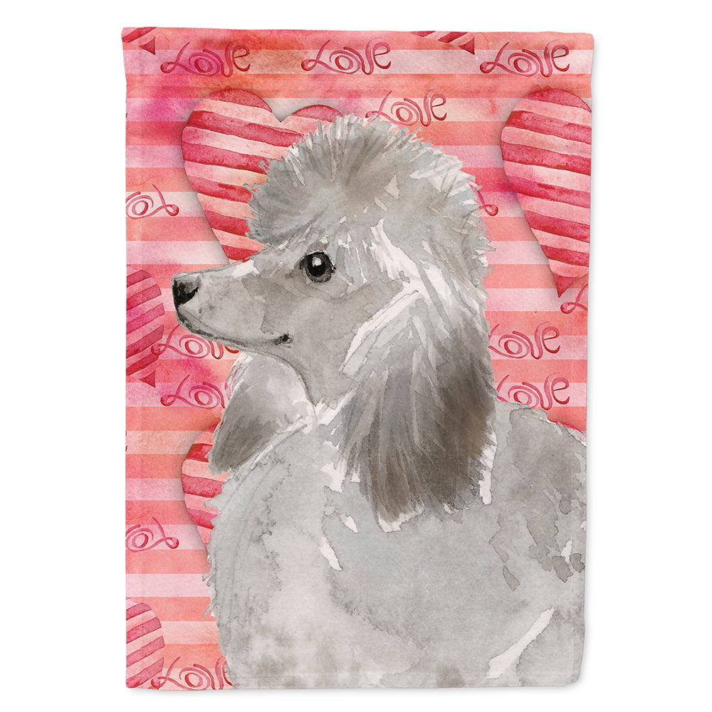 Grey Standard Poodle Love Flag Garden Size