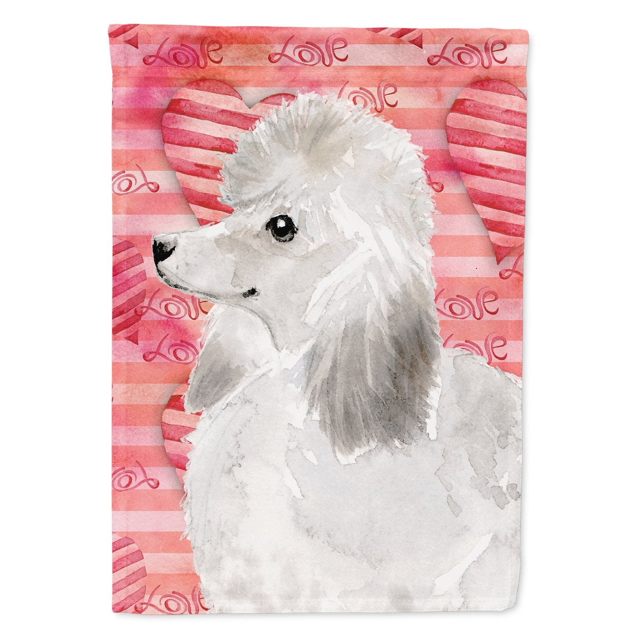 White Standard Poodle Love Flag Garden Size