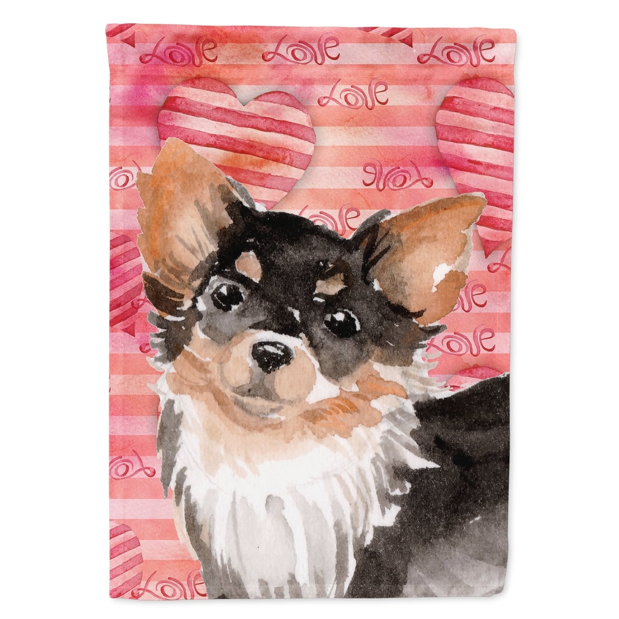 Long Haired Chihuahua Love Flag Garden Size