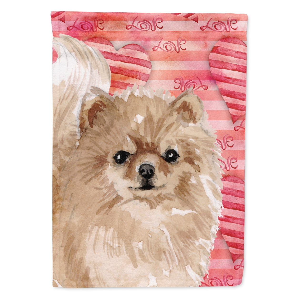 Pomeranian Love Flag Garden Size