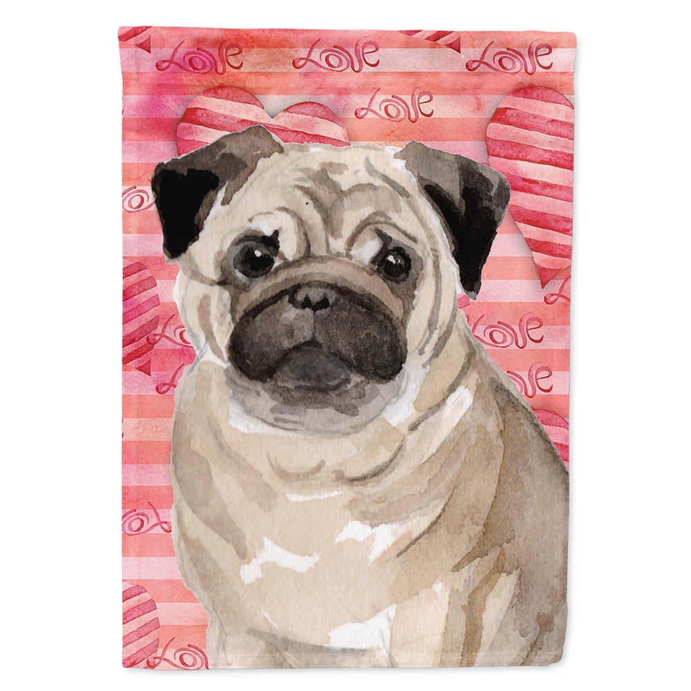 Fawn Pug Love Flag Garden Size