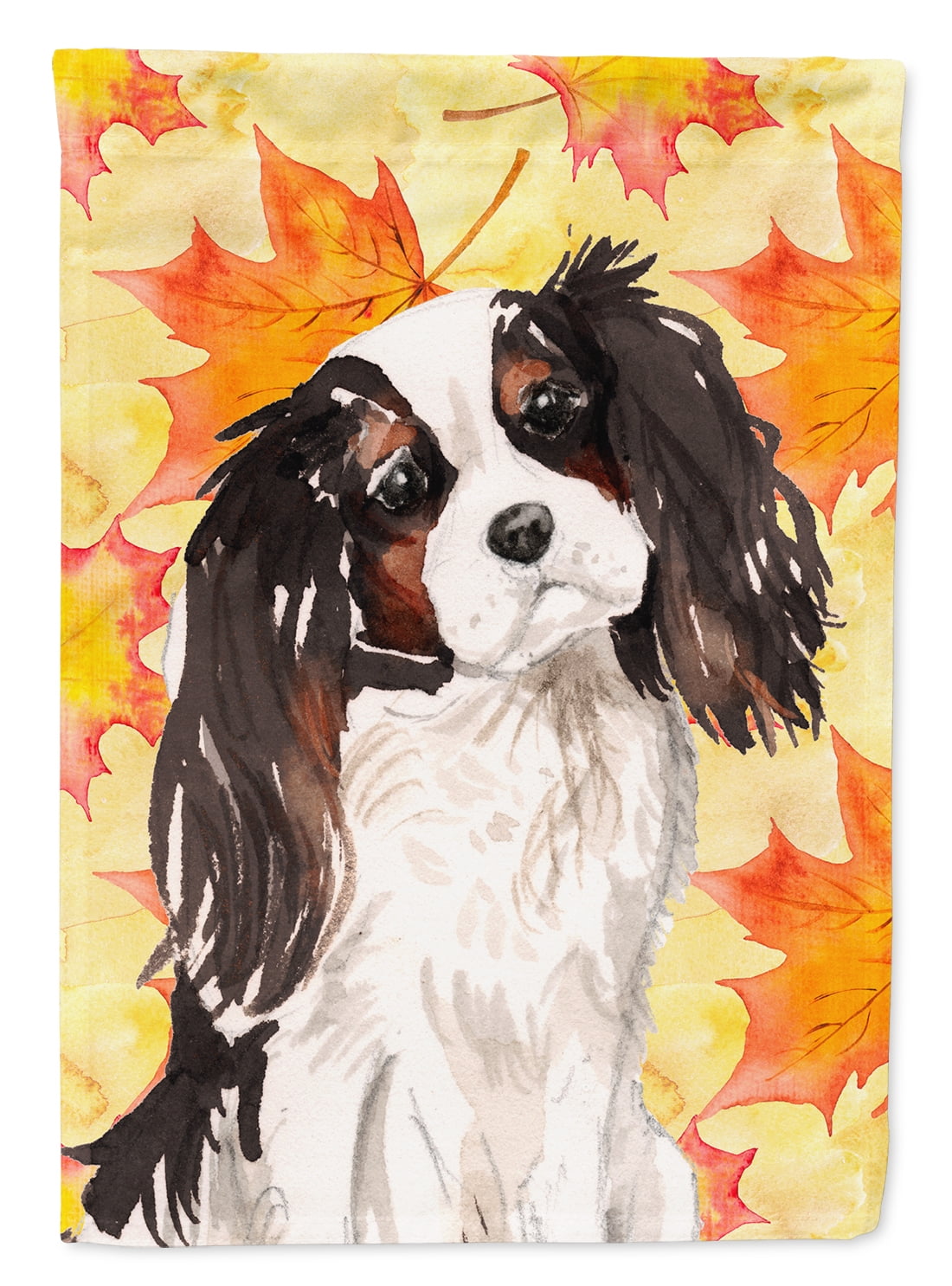 BB9507GF Tricolor Cavalier Spaniel Fall Flag Garden Size