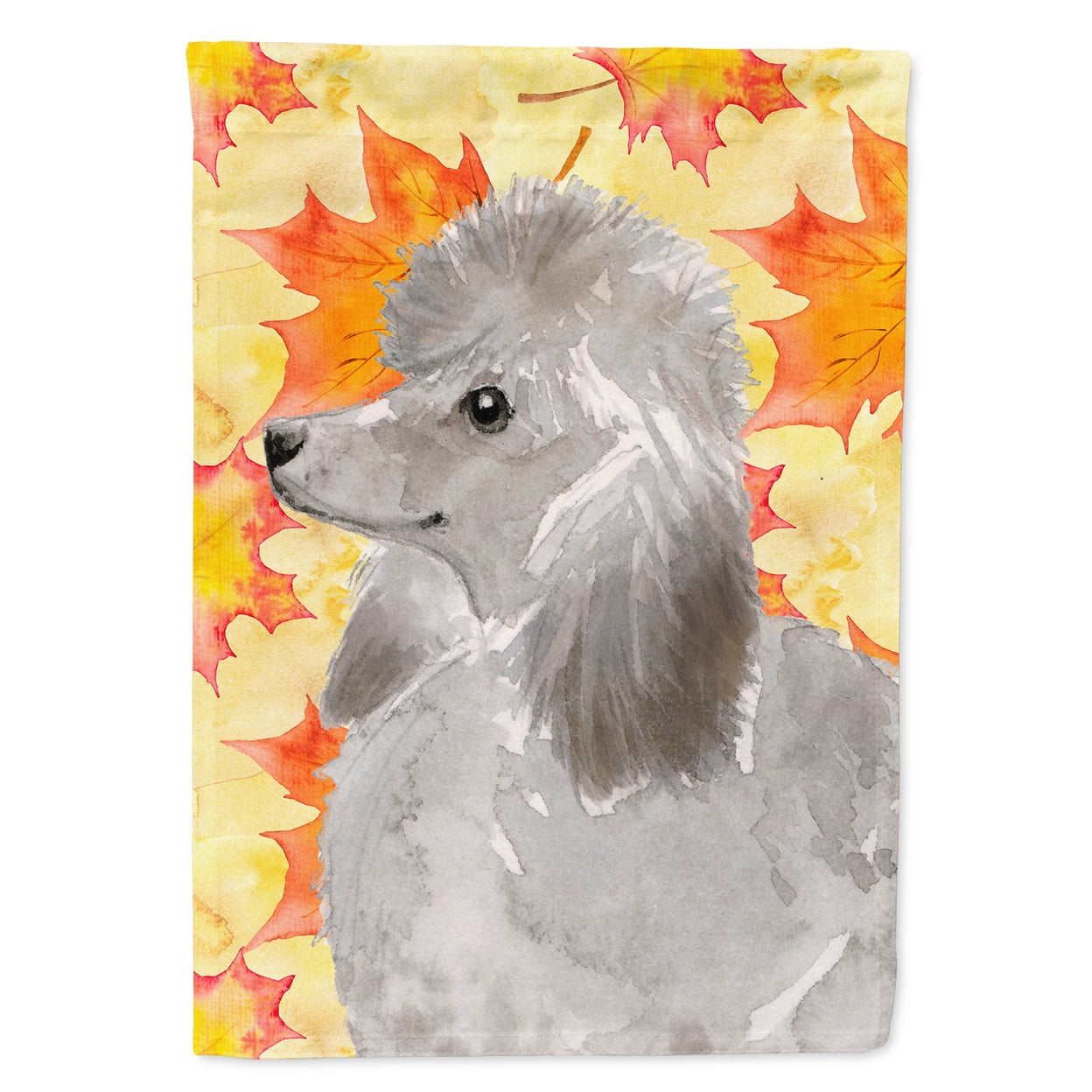Grey Standard Poodle Fall Flag Garden Size