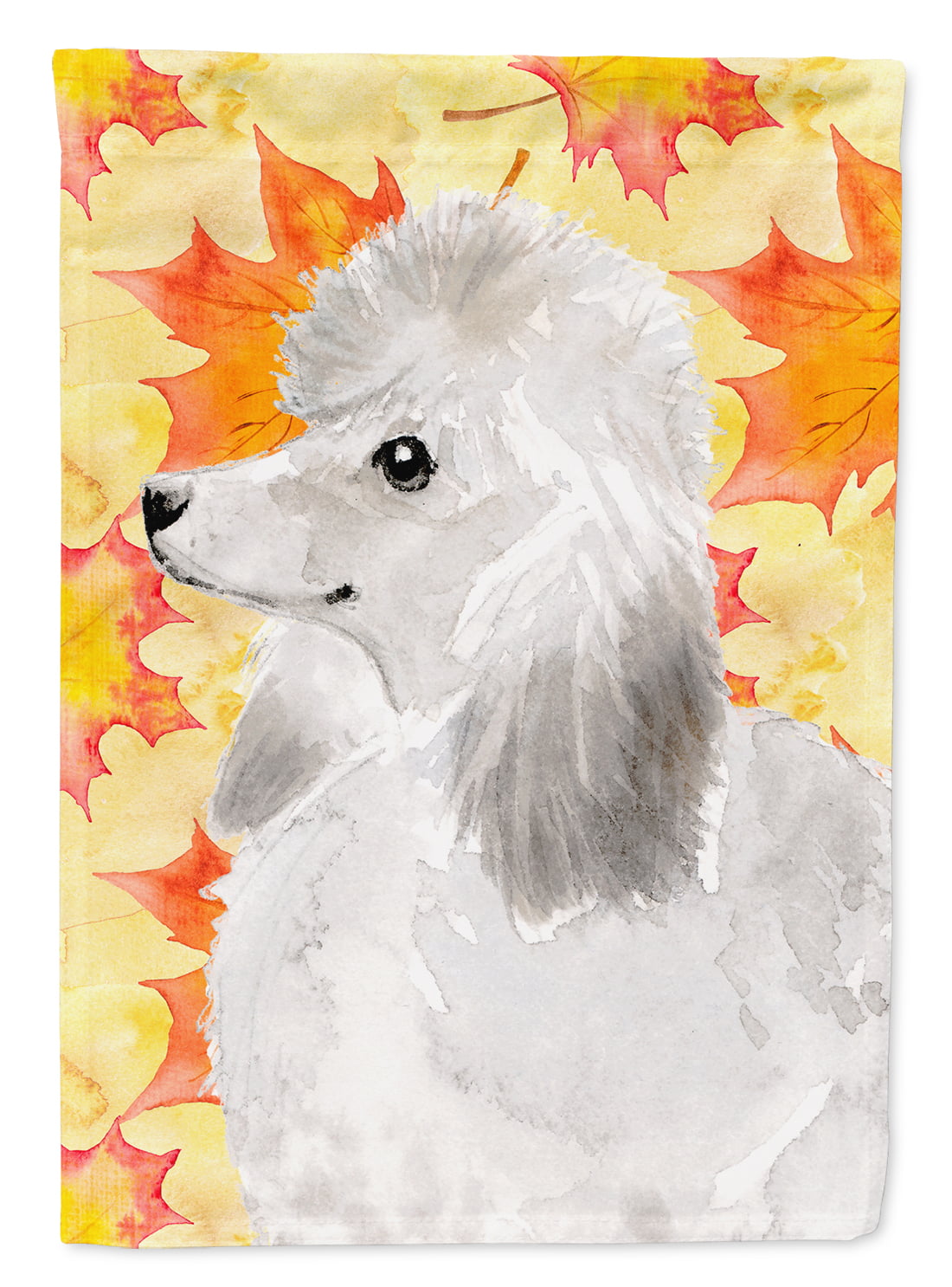 White Standard Poodle Fall Flag Garden Size