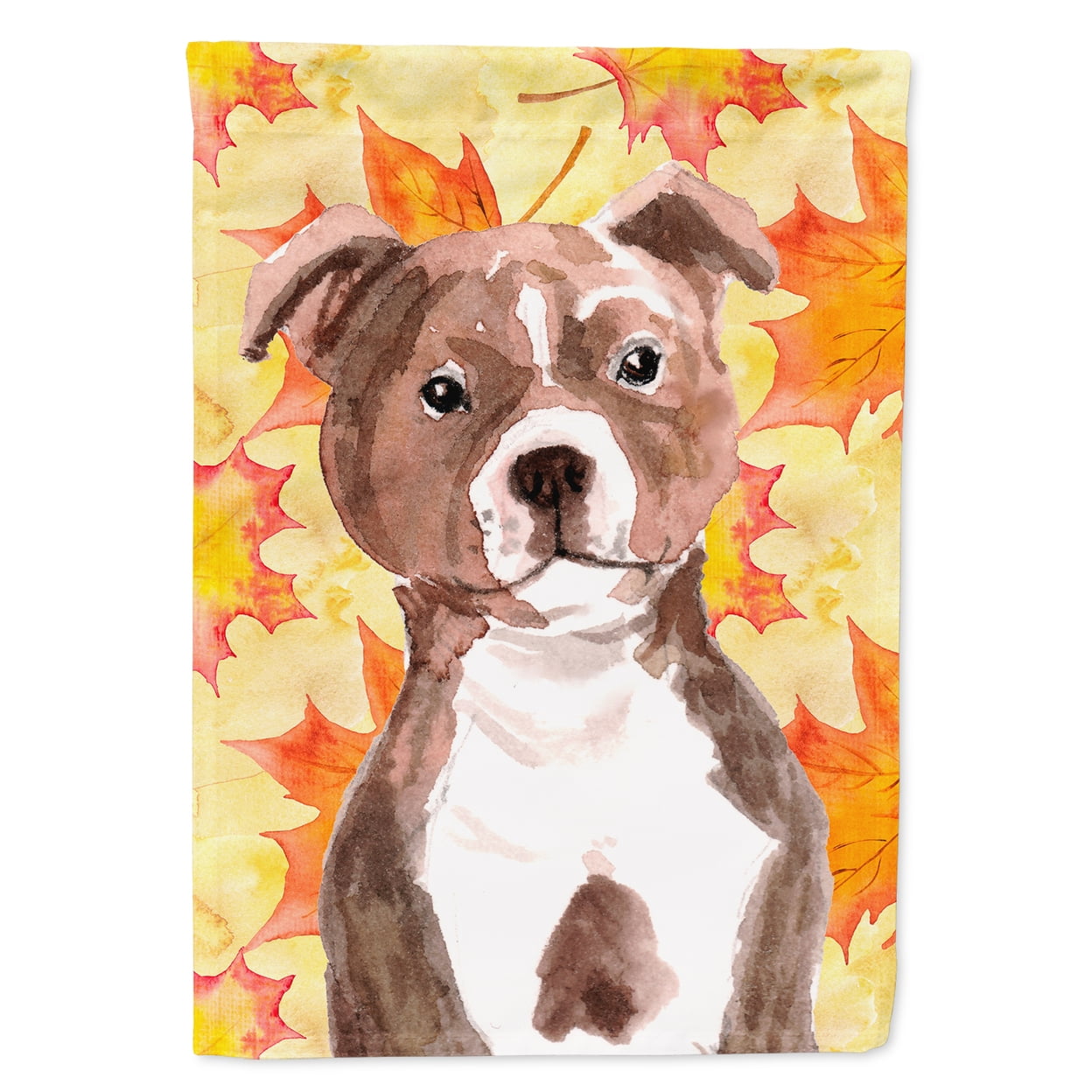 Red Staffie Bull Terrier Fall Flag Garden Size