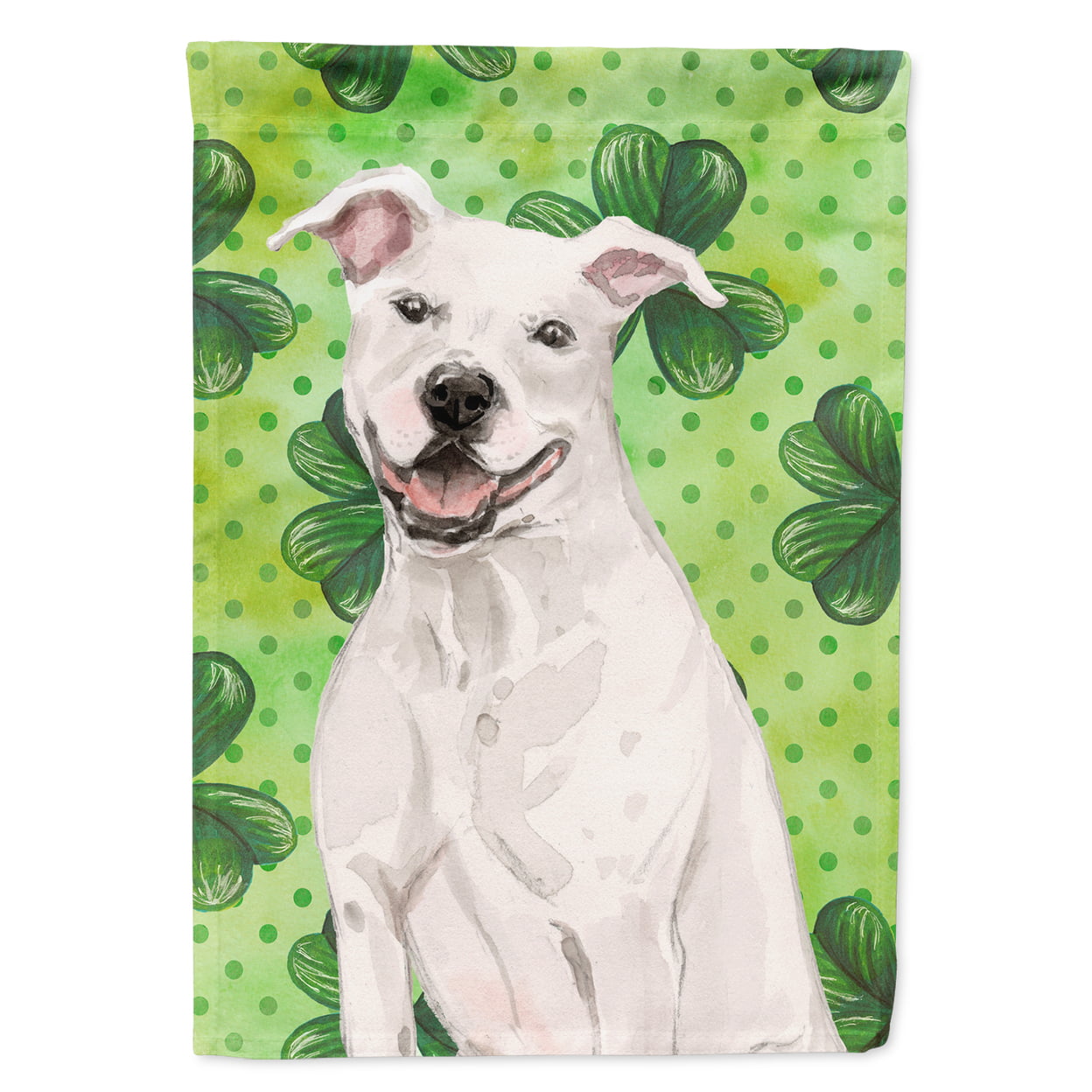 White Staffie Bull Terrier St.Patricks Flag Garden Size