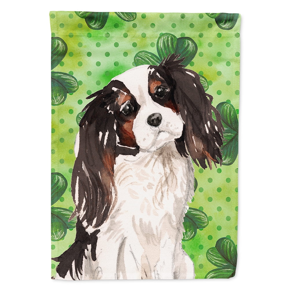 Tricolor Cavalier Spaniel St.Patricks Flag Garden Size