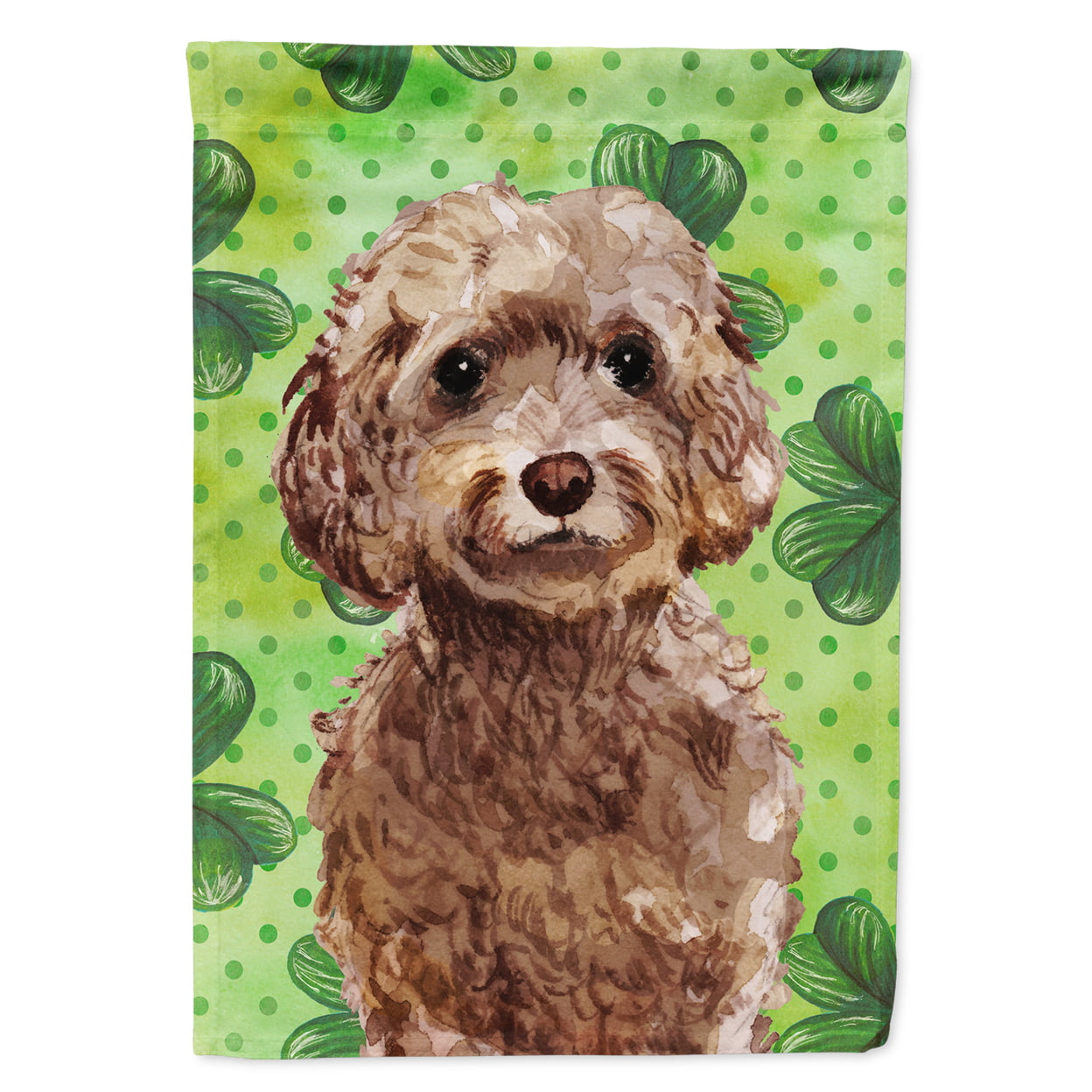 BB9549GF Brown Cockapoo St.Patricks Flag Garden Size