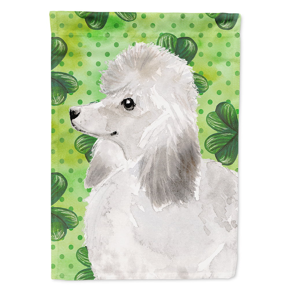 White Standard Poodle St.Patricks Flag Garden Size