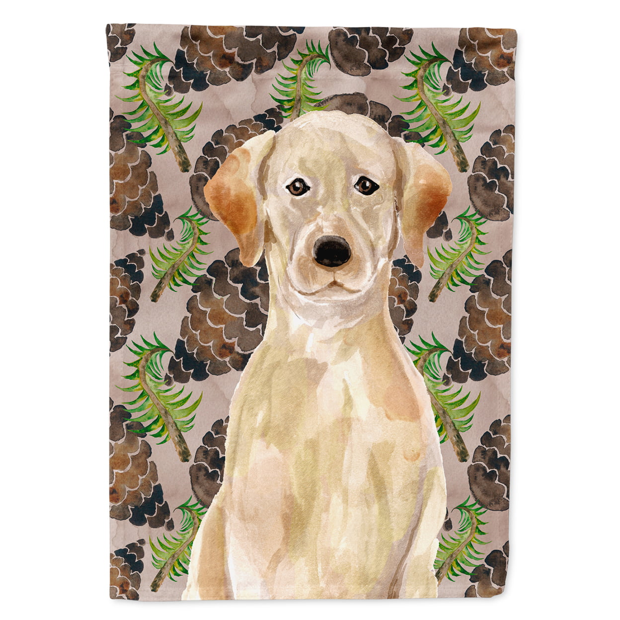 Yellow Labrador Pine Cones Flag Garden Size
