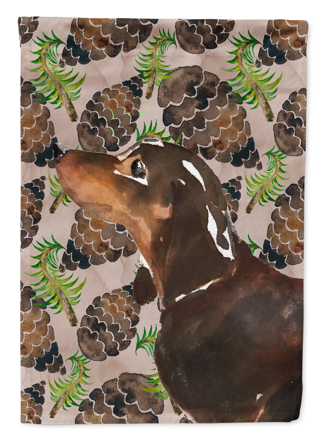Black and Tan Dachshund Pine Cones Flag Garden Size