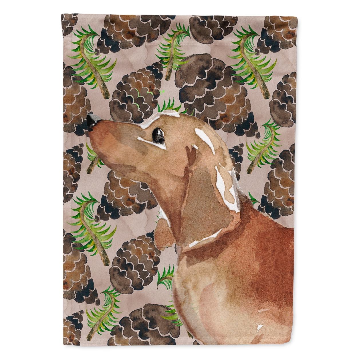 Red Tan Dachshund Pine Cones Flag Garden Size