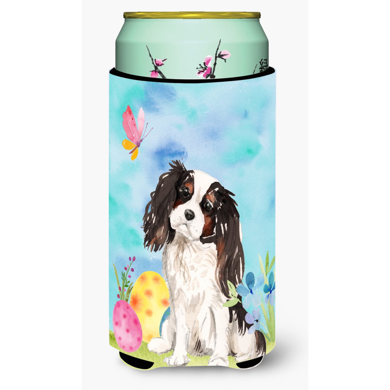 Tricolor Cavalier Spaniel Easter Tall Boy Beverage Insulator Hugger