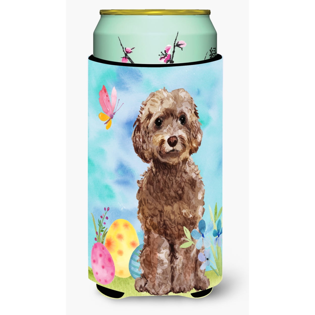 Brown Cockapoo Easter Tall Boy Beverage Insulator Hugger
