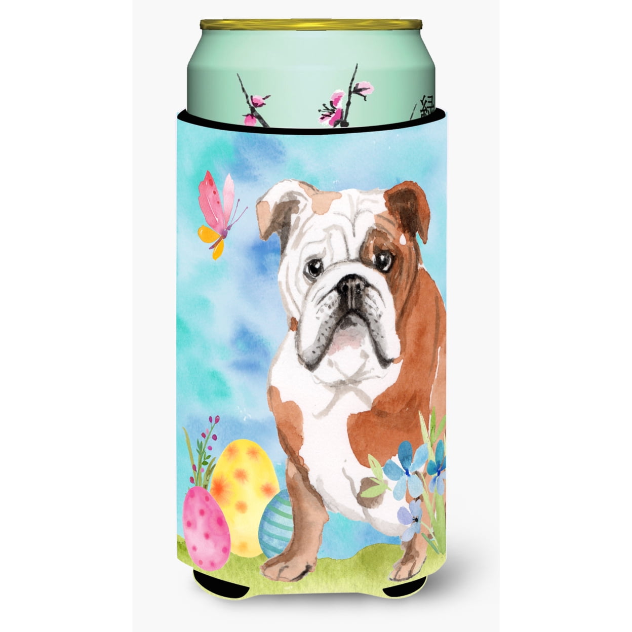 English Bulldog Easter Tall Boy Beverage Insulator Hugger