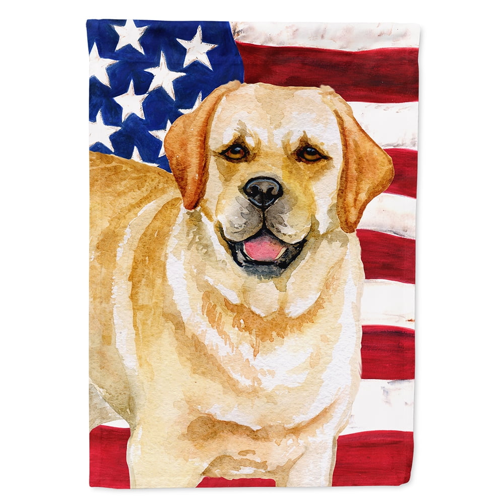 BB9664CHF Golden Retriever Patriotic Flag Canvas House Size