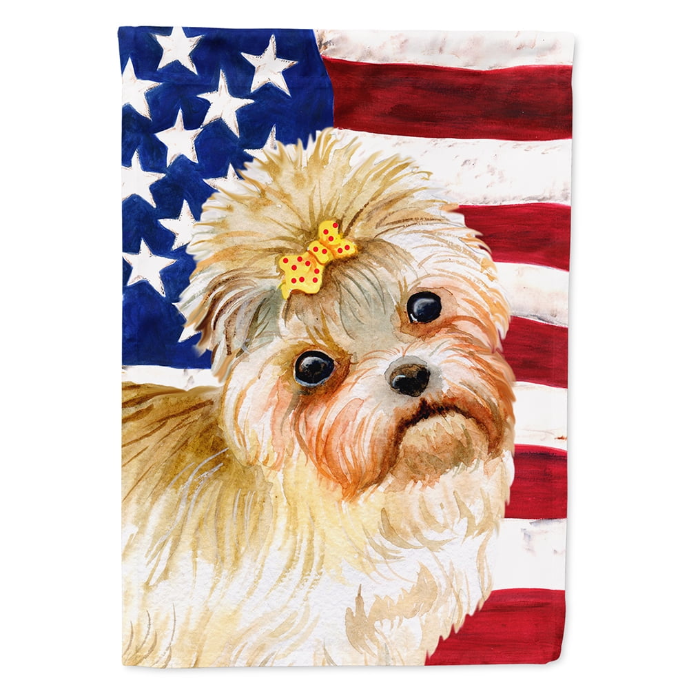 Morkie Patriotic Flag Canvas House Size