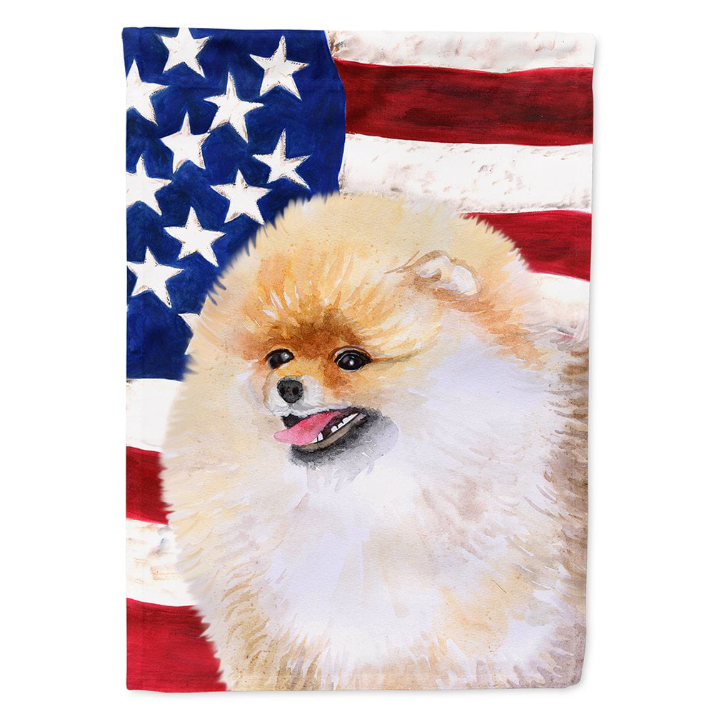 Pomeranian Patriotic Flag Canvas House Size