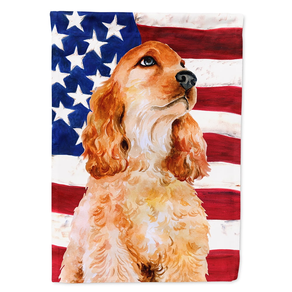 BB9706CHF Cocker Spaniel Patriotic Flag Canvas House Size