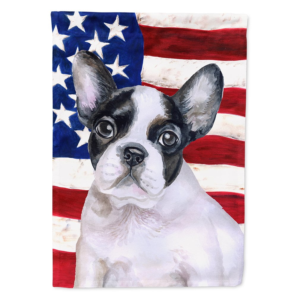 French Bulldog Black White Patriotic Flag Canvas House Size