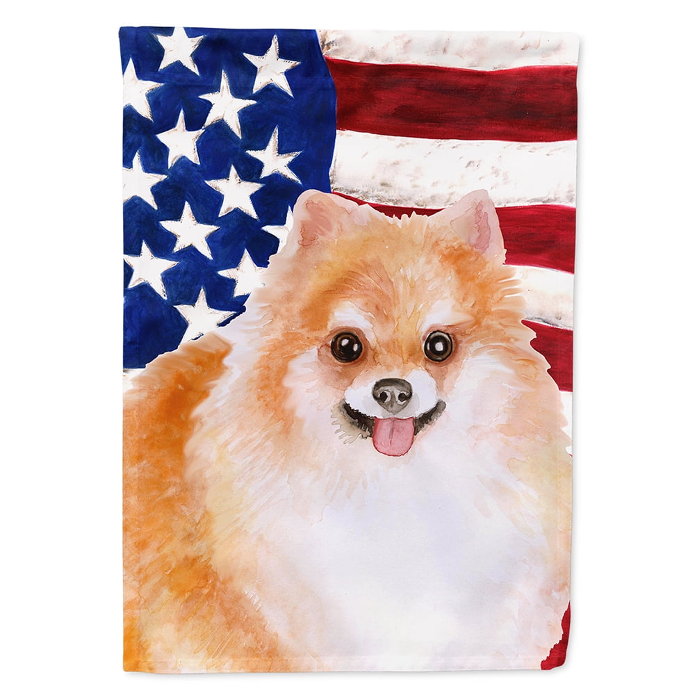 Pomeranian No.2 Patriotic Flag Canvas House Size