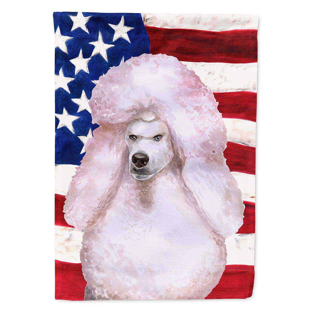 White Standard Poodle Patriotic Flag Canvas House Size
