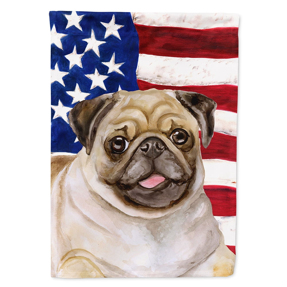Fawn Pug Patriotic Flag Canvas House Size
