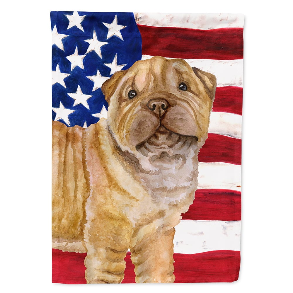 Shar Pei Puppy Patriotic Flag Canvas House Size