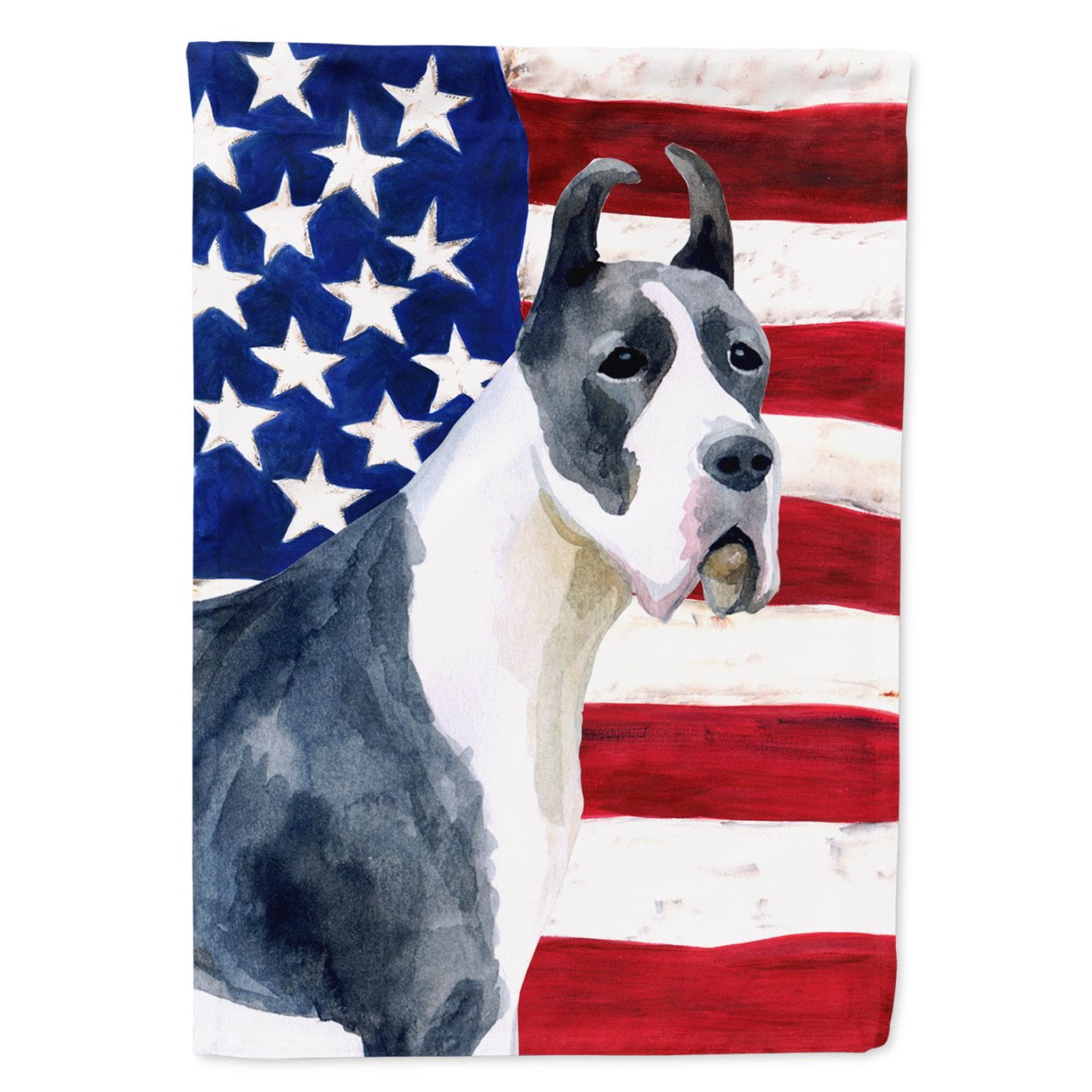 Harlequin Great Dane Patriotic Flag Garden Size